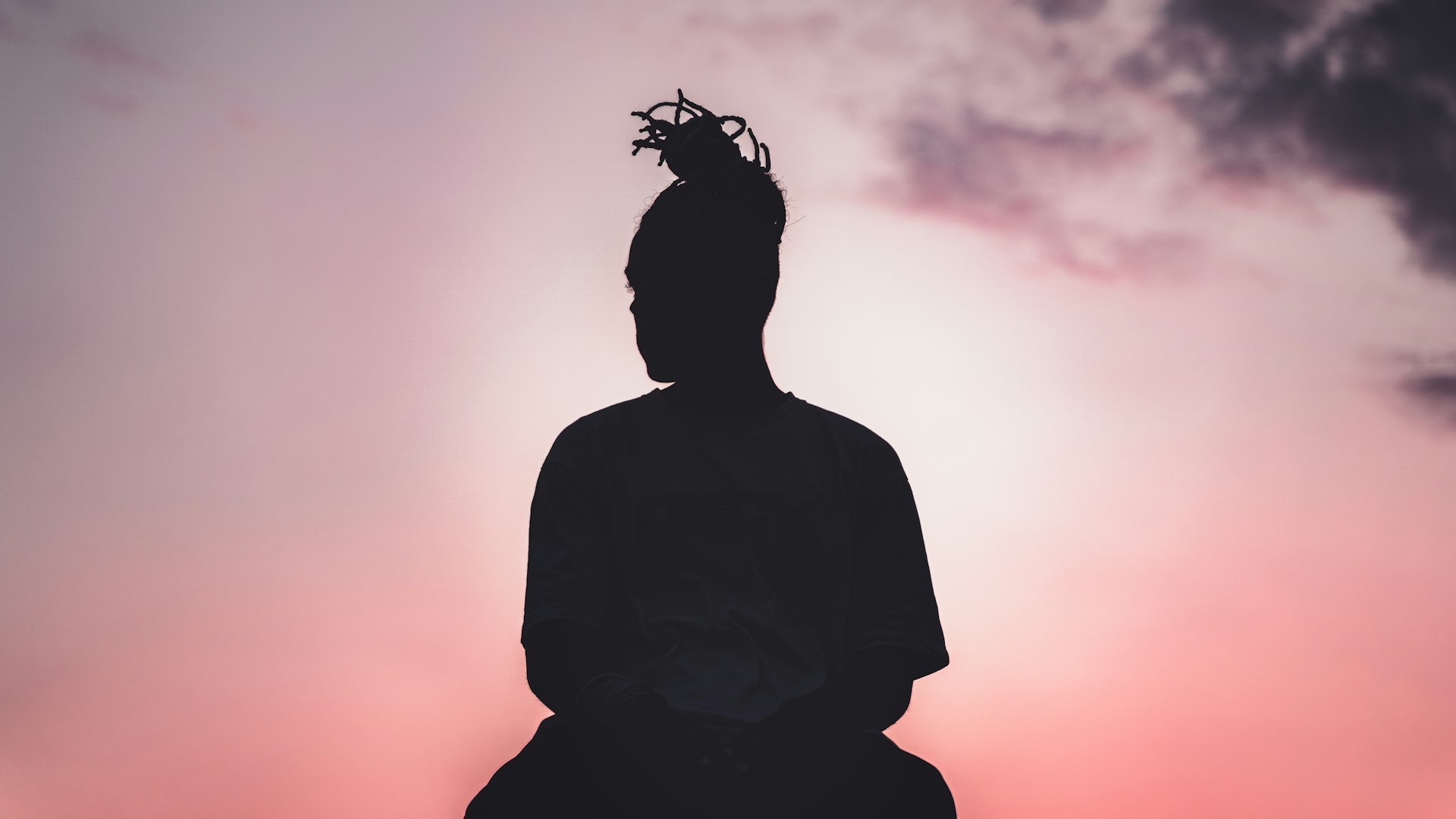 a silhouette of a person with a crown of hair